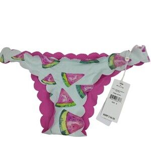 PilyQ Fresca Watermelon Reversible Seamless Wave Teeny Bikini Bottom Small NWT